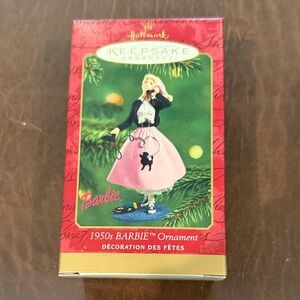 Hallmark Barbie Ornament with Pink and Black Outfit